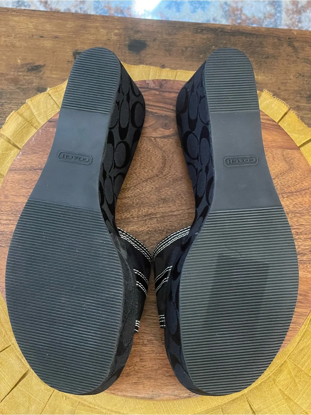 COACH Tyra Signature Black Y2K Contrast Stitching Wedges Size 11